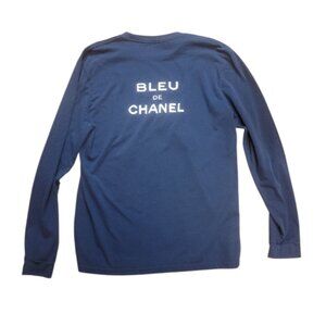 BLEU DE CHANEL Fragrance Unisex Size M Navy Blue Long Sleeved T-Shirt Merch